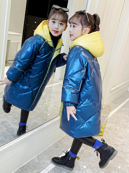 Laste talvepikk värvilise kapuutsiga jope