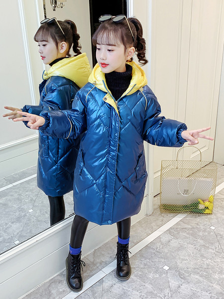 Laste talvepikk värvilise kapuutsiga jope