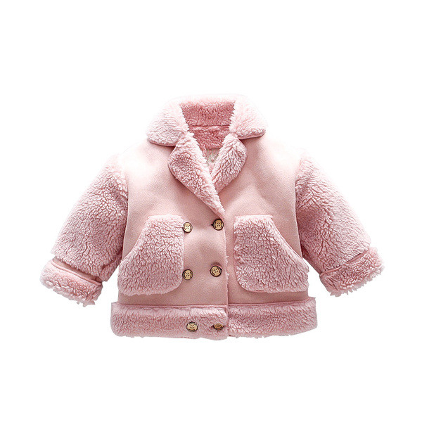 Moodne V-kujulise krae ja 3D kaunistusega laste jope tüdrukutele