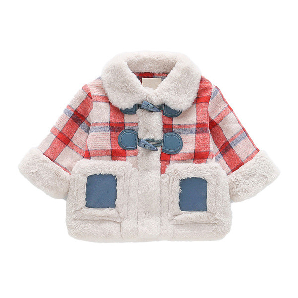 Laste ruuduline mantel udusulgedega tüdrukutele