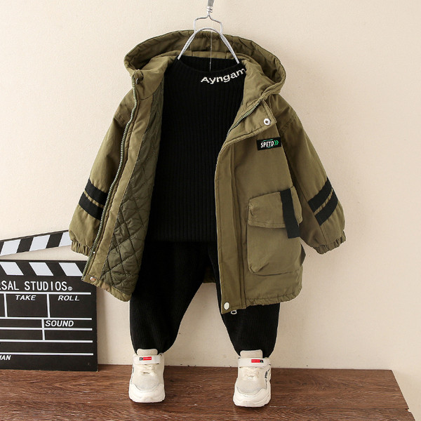 Dječja jakna za dječake s kapuljačom i džepovima