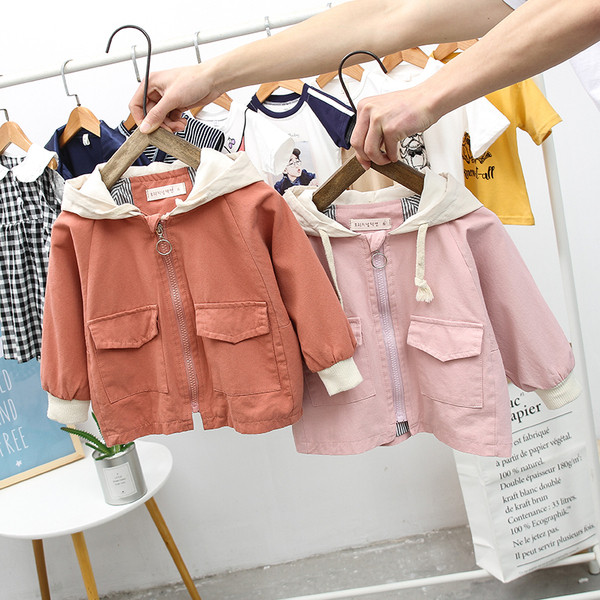 Kapuutsi ja lukuga laste vabaaja jope tüdrukutele