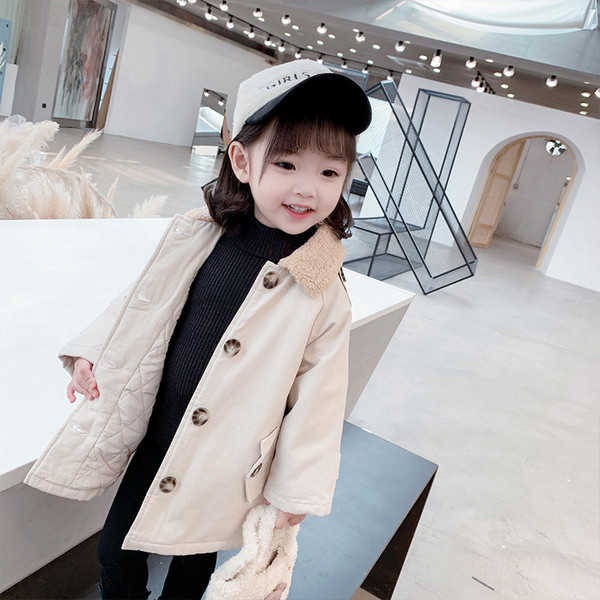 Καθημερινό παιδικό παλτό για κορίτσια με κουμπιά