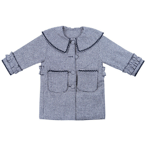 Παιδικό παλτό καρό με βολάν στη μέση