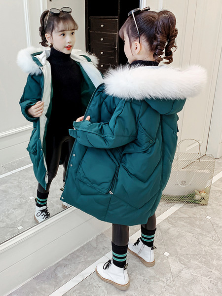 Laste talvejope pikk mudel kapuutsiga