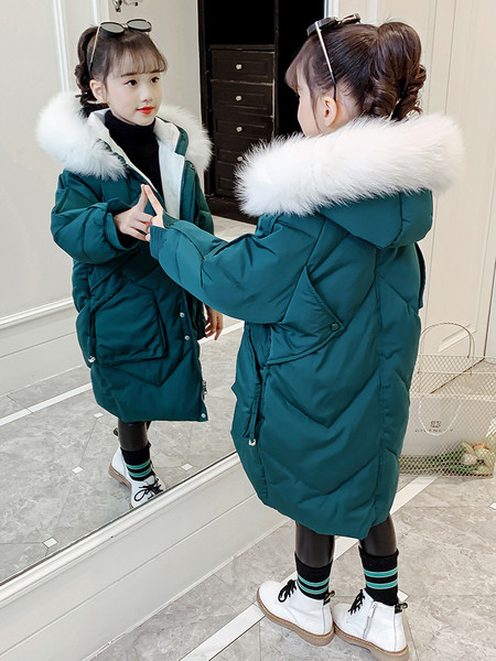 Laste talvejope pikk mudel kapuutsiga