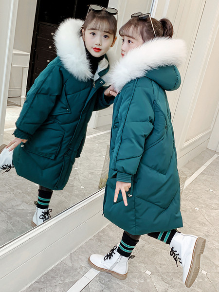 Laste talvejope pikk mudel kapuutsiga