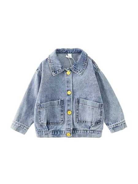 Παιδικό τζιν μπουφάν για κορίτσια με χρώμα απλικέ και τρισδιάστατο στοιχείο