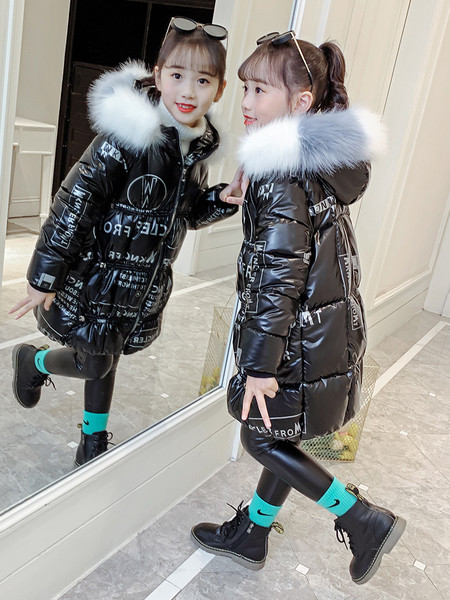 Dječja moderna zimska jakna s paperjem u boji na kapuljači