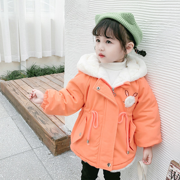 Zimska dječja jakna s perom i vezama za djevojčice