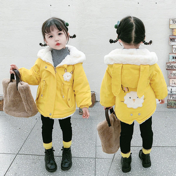 Zimska dječja jakna s perom i vezama za djevojčice