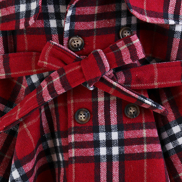 Novi model dječjeg kariranog kaputa sa remenom za djevojčice