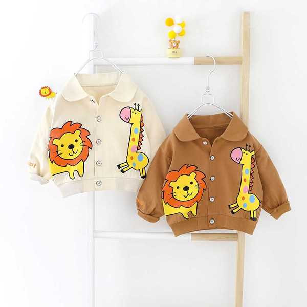 Laste õhuke nööpide ja värvilise aplikatsiooniga kevad-sügisjope