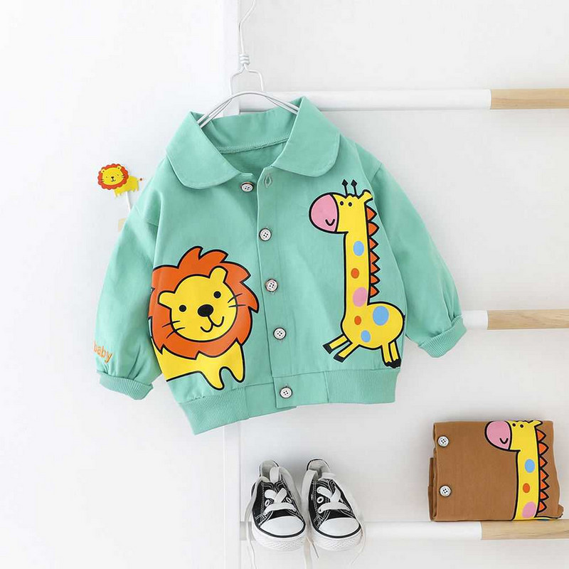 Laste õhuke nööpide ja värvilise aplikatsiooniga kevad-sügisjope