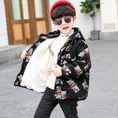 Καθημερινό παιδικό μπουφάν για αγόρια με κουκούλα και χρωματιστό μοτίβο