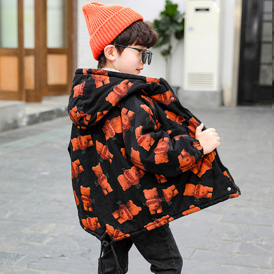 Καθημερινό παιδικό μπουφάν για αγόρια με κουκούλα και χρωματιστό μοτίβο