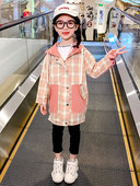 Παιδικό παλτό καρό σε ροζ χρώμα και κουμπιά