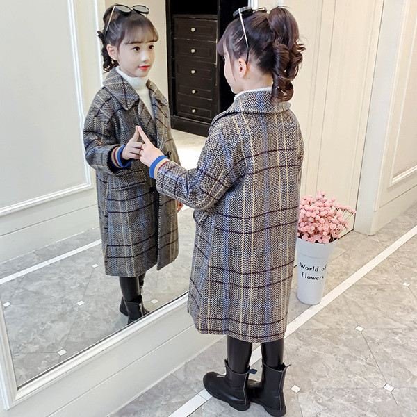 Παιδικό παλτό καρό για κορίτσια με κουμπιά