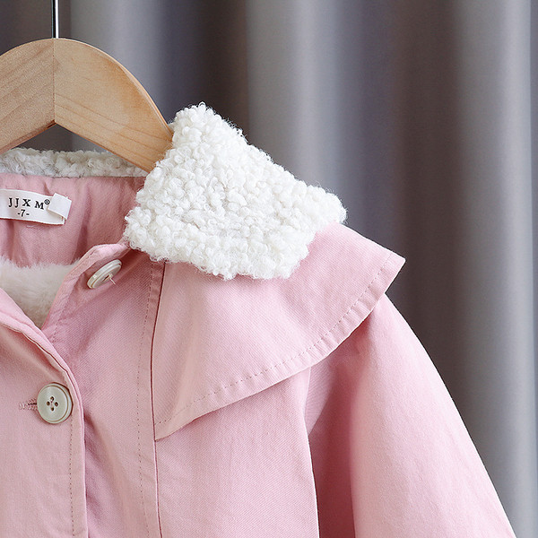 Moodne pehme roosa voodriga laste jope tüdrukutele