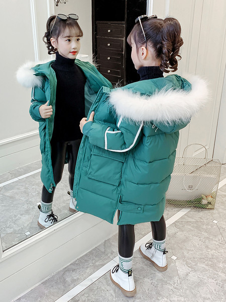 Παιδικό χειμερινό μπουφάν με κουκούλα - μακρύ μοντέλο