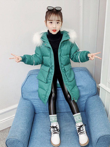 Παιδικό χειμερινό μπουφάν με κουκούλα - μακρύ μοντέλο