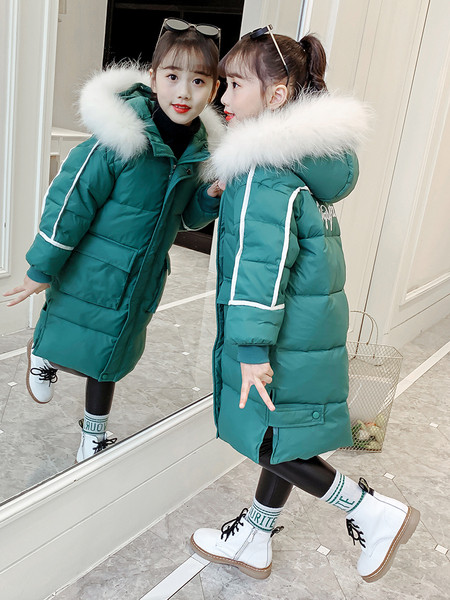 Παιδικό χειμερινό μπουφάν με κουκούλα - μακρύ μοντέλο