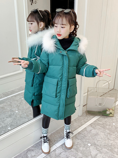 Παιδικό χειμερινό μπουφάν με κουκούλα - μακρύ μοντέλο