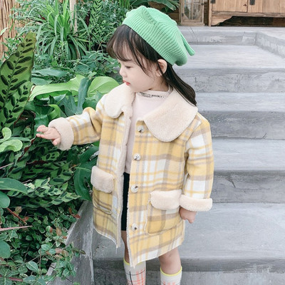 Sooja voodriga laste ruuduline mantel tüdrukutele