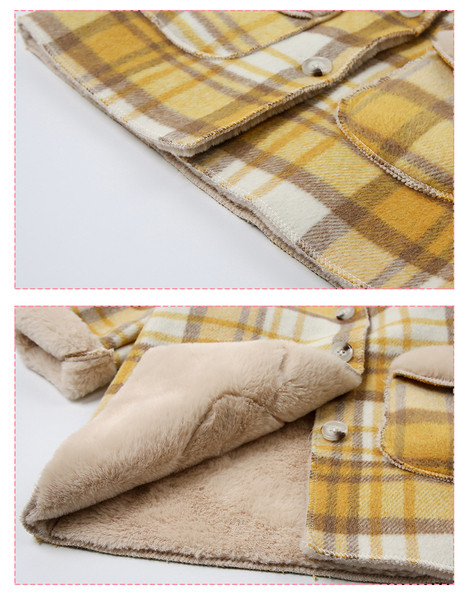 Sooja voodriga laste ruuduline mantel tüdrukutele