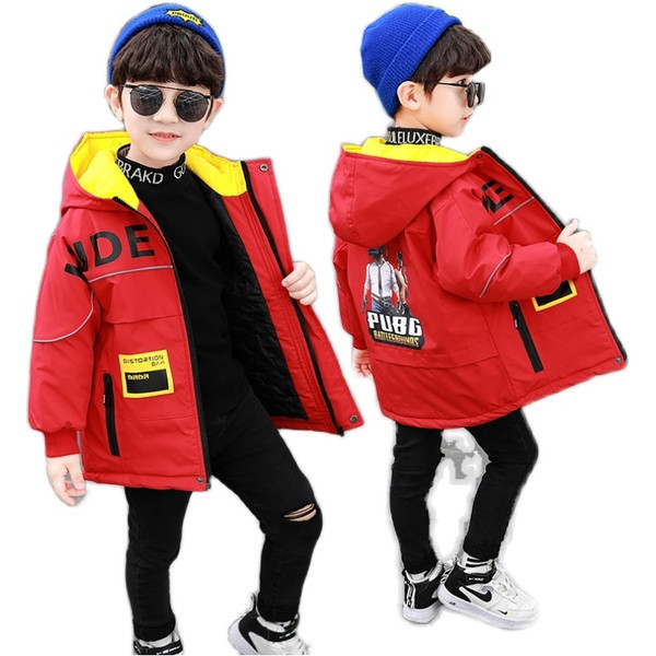 Kapuutsiga ja värvilise anilisatsiooniga igapäevane laste jope poistele