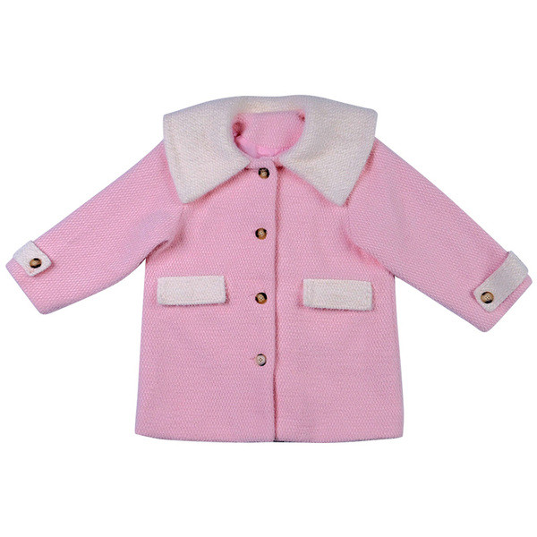 Χνουδωτό παιδικό παλτό με τσέπες σε ροζ χρώμα
