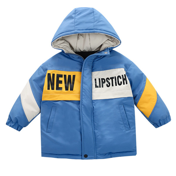 Igapäevane kapuutsiga ja kirjadega laste jope poistele