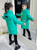 Talvine laste kapuutsiga pikk jope