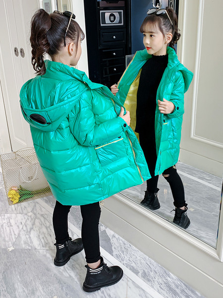 Talvine laste kapuutsiga pikk jope