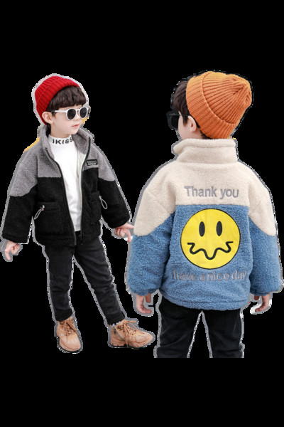 Καθημερινό παιδικό μπουφάν για αγόρια με ψηλό γιακά και κέντημα