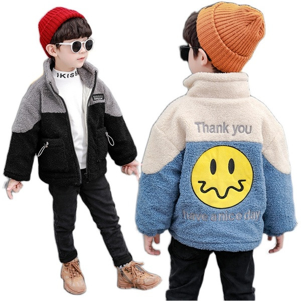 Καθημερινό παιδικό μπουφάν για αγόρια με ψηλό γιακά και κέντημα