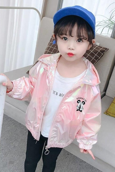 Παιδικό μπουφάν άνοιξη-φθινόπωρο με γυαλιστερό εφέ για κορίτσια