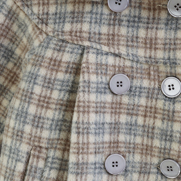 Dječji karirani kaput s kragnom za djevojčice