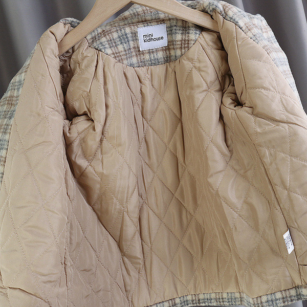 Dječji karirani kaput s kragnom za djevojčice