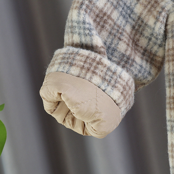 Dječji karirani kaput s kragnom za djevojčice