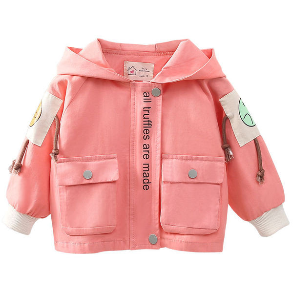 Παιδικό λεπτό μπουφάν αντιανεμικό με πολύχρωμες εφαρμογές για κορίτσια