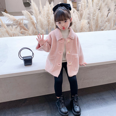 Παιδικό παλτό με κουμπιά και γιακά για κορίτσια