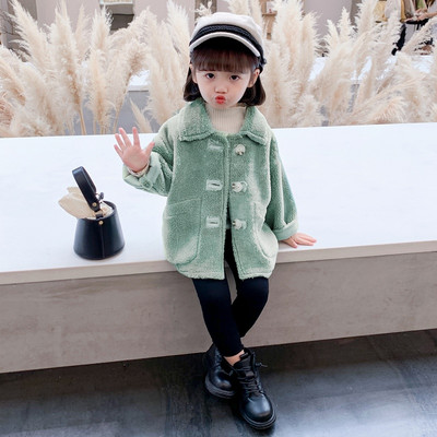 Παιδικό παλτό με κουμπιά και γιακά για κορίτσια