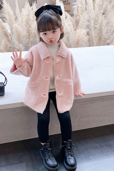 Παιδικό παλτό με κουμπιά και γιακά για κορίτσια