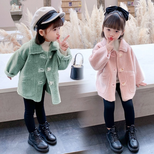 Παιδικό παλτό με κουμπιά και γιακά για κορίτσια