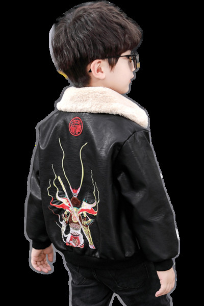 Moodne ökonahast pehme voodri ja tikandiga laste jope poistele