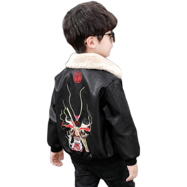 Moodne ökonahast pehme voodri ja tikandiga laste jope poistele