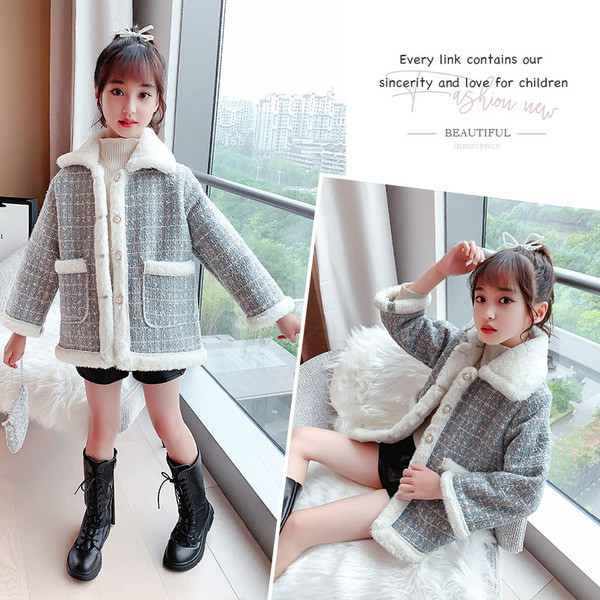 Κομψό παιδικό παλτό για κορίτσια με μαλακή επένδυση και κουμπιά