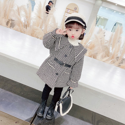 Laste ruuduline nööpidega mantel tüdrukutele