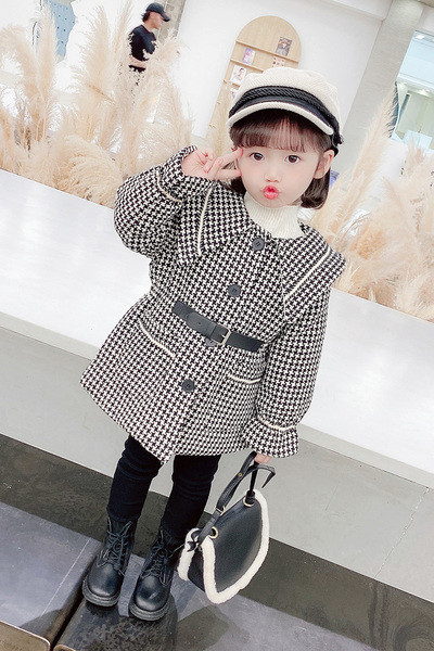 Laste ruuduline nööpidega mantel tüdrukutele